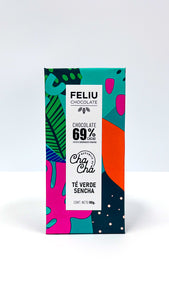 Con Té Verde Sencha 69% cacao - Barra de chocolate oscuro (80g)